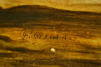 Detail van de signatuur van de Ruiterstoet